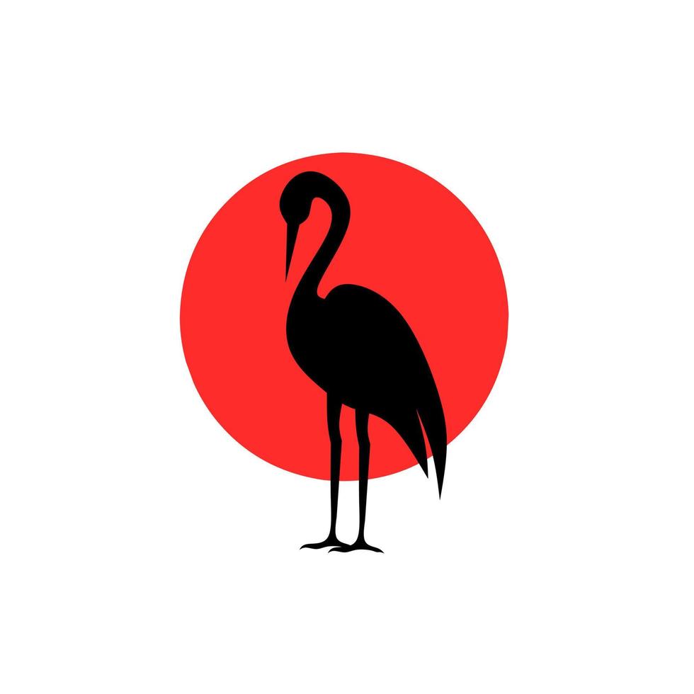 stork silhouette design with japanese style design vector