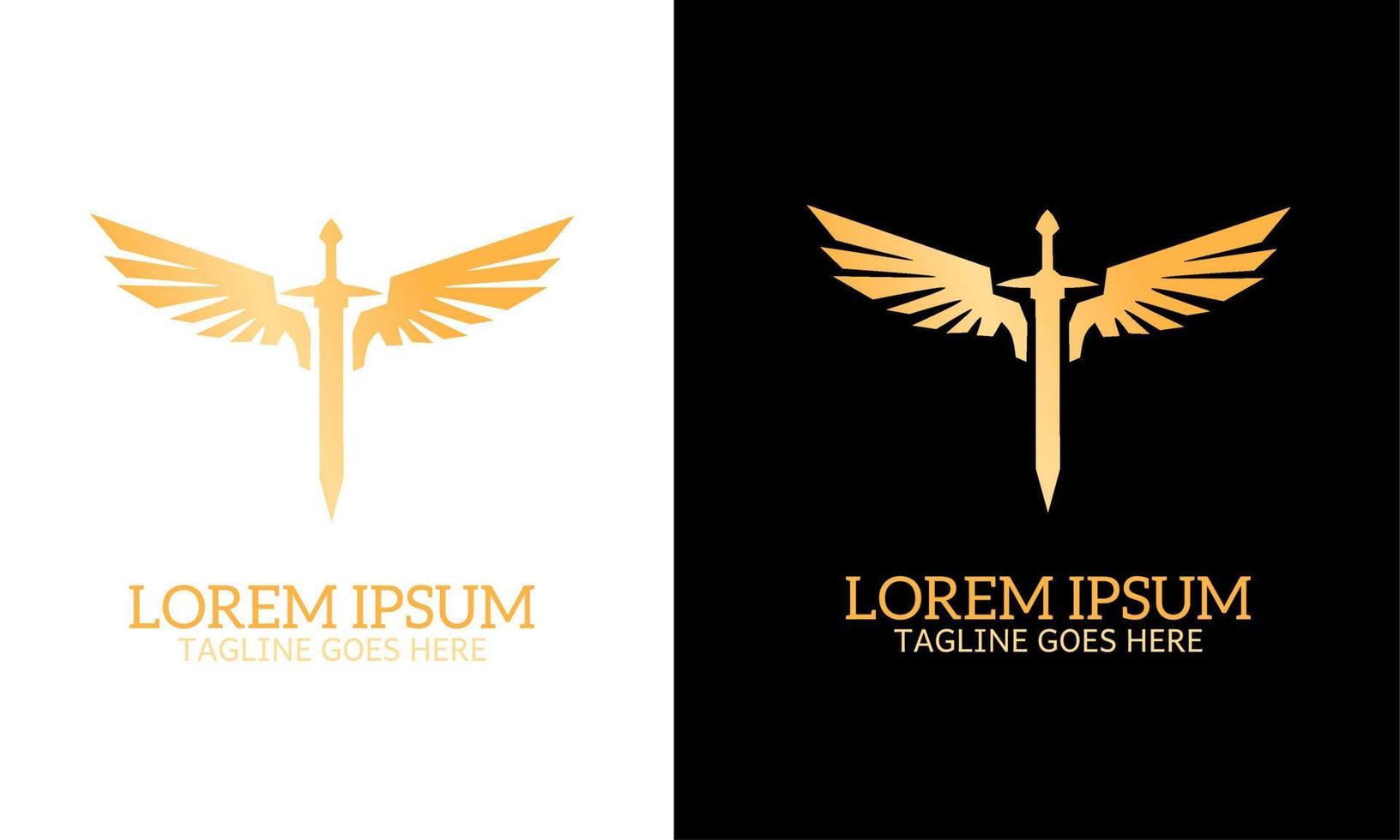 sword and wings symbol logo with elegant design style vector