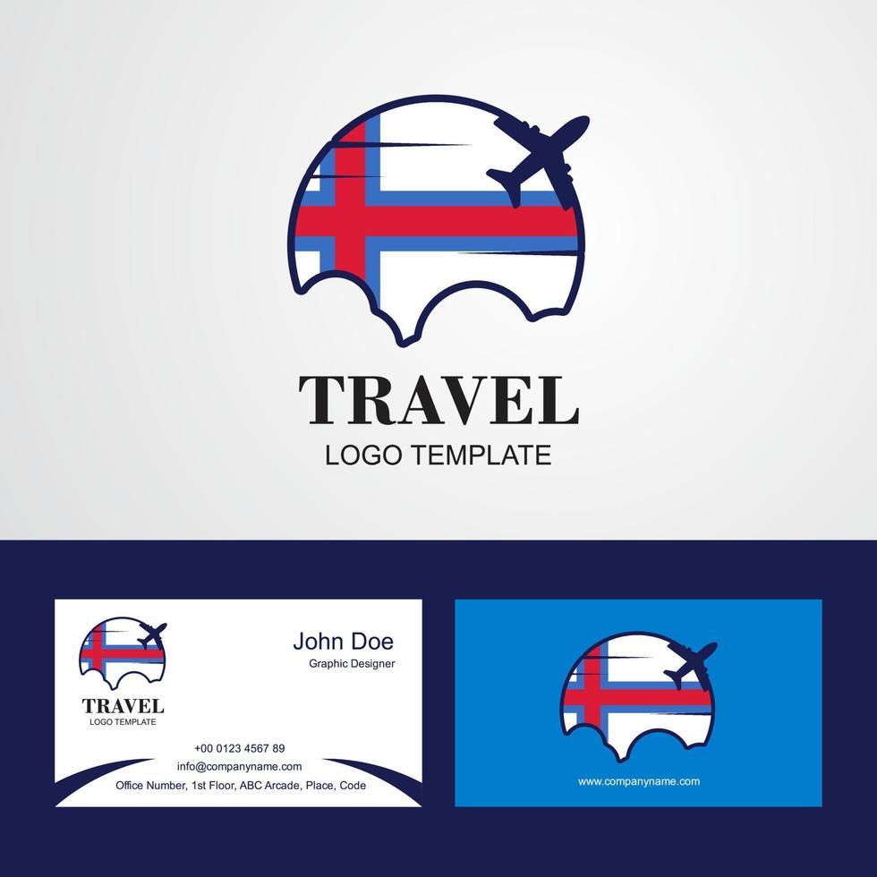 logotipo de la bandera de las islas feroe de viaje y diseño de tarjeta de visita vector