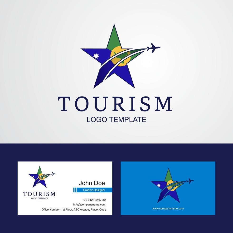 logotipo de estrella creativa de bandera de isla de navidad de viaje y diseño de tarjeta de visita vector