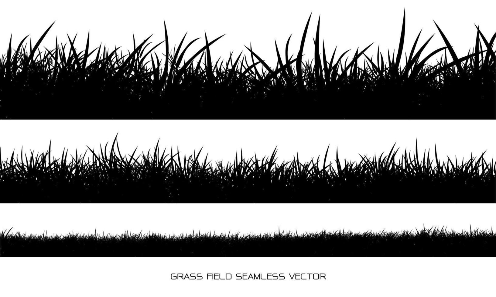 Set of grass border silhouettes on white background vector