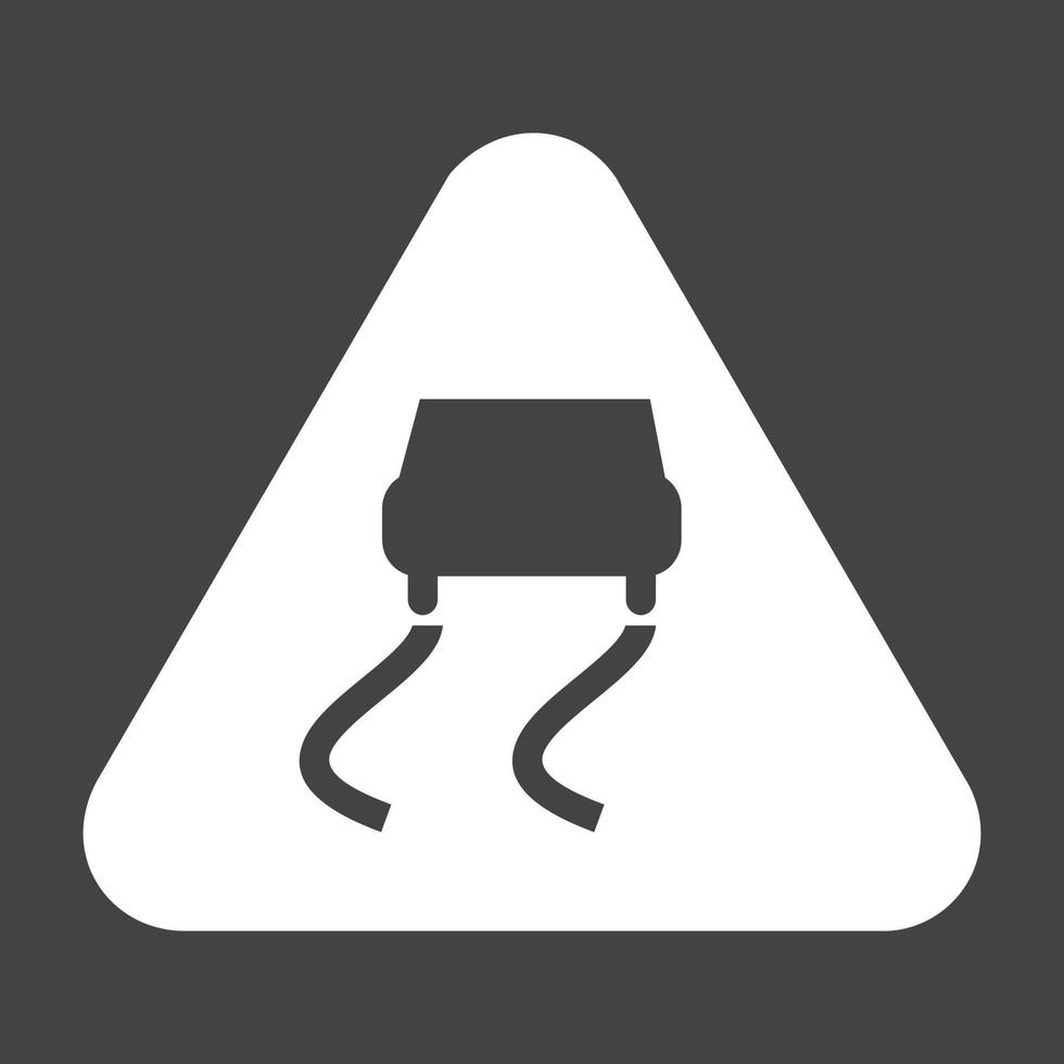 Slippery road Glyph Inverted Icon vector