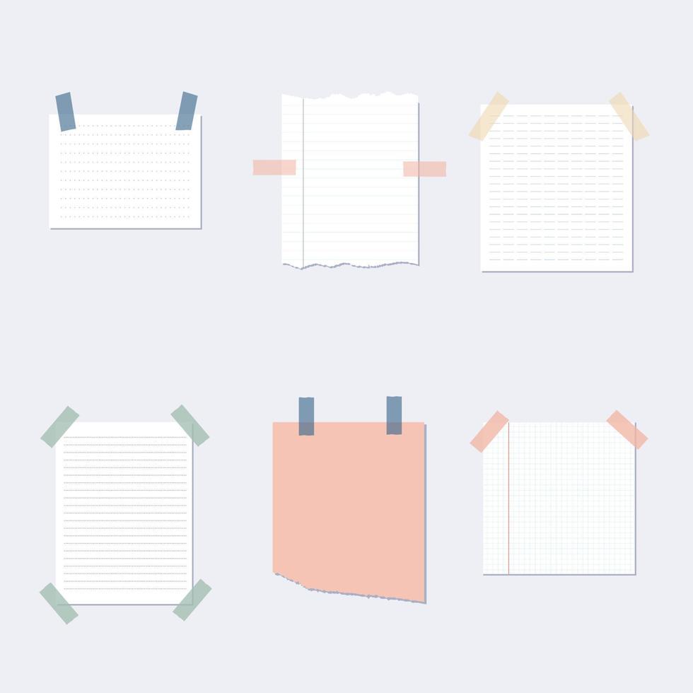 set of note papers vector