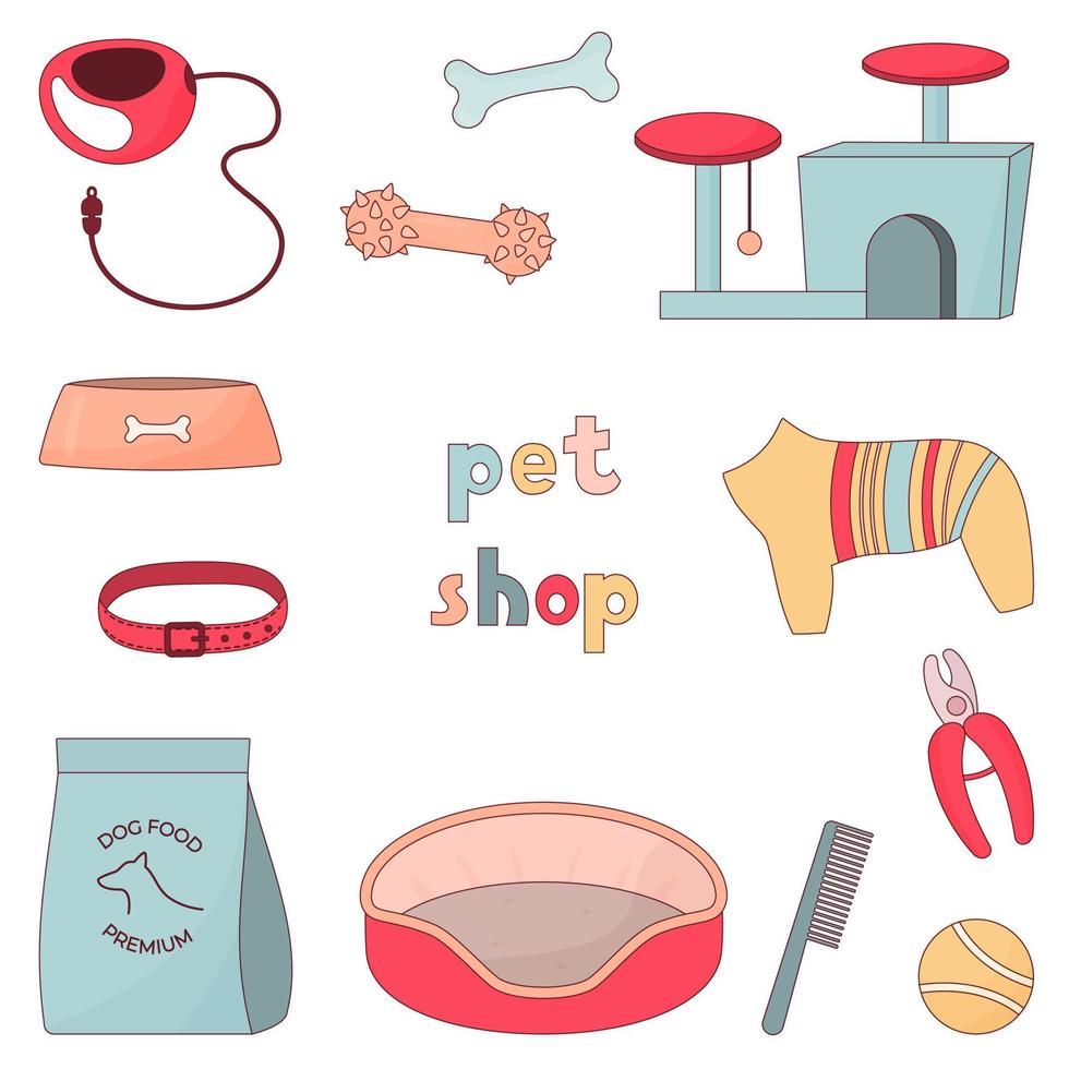 pet shop elements set vector