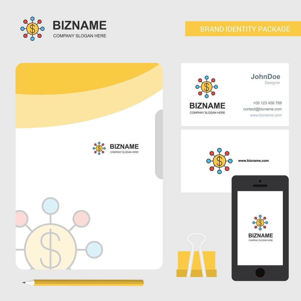 Dollar network Business Logo File Cover Visiting Card and Mobile App Design Vector Illustration