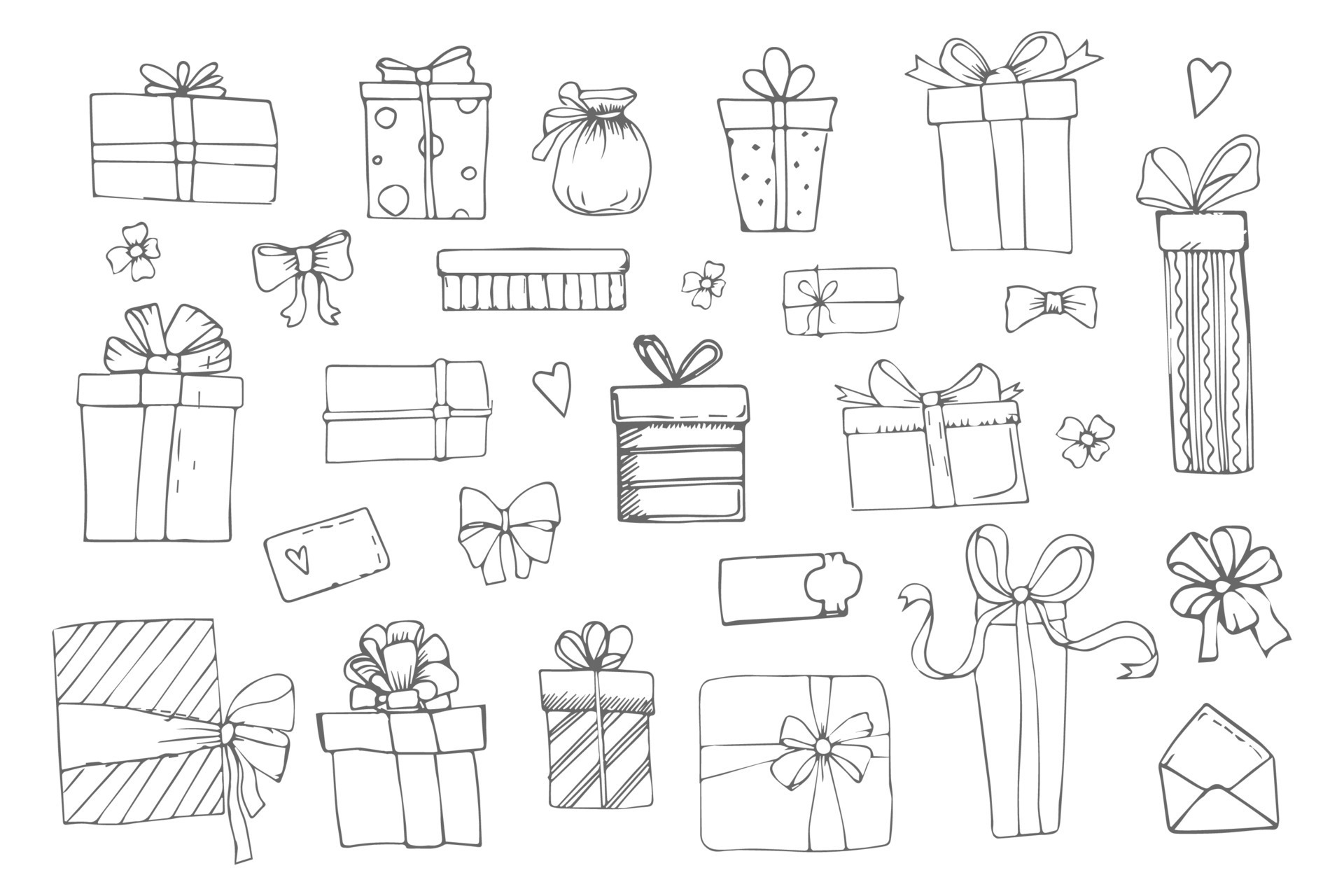 Gift Doodle Icon Vector Hand Draw Stock Illustration