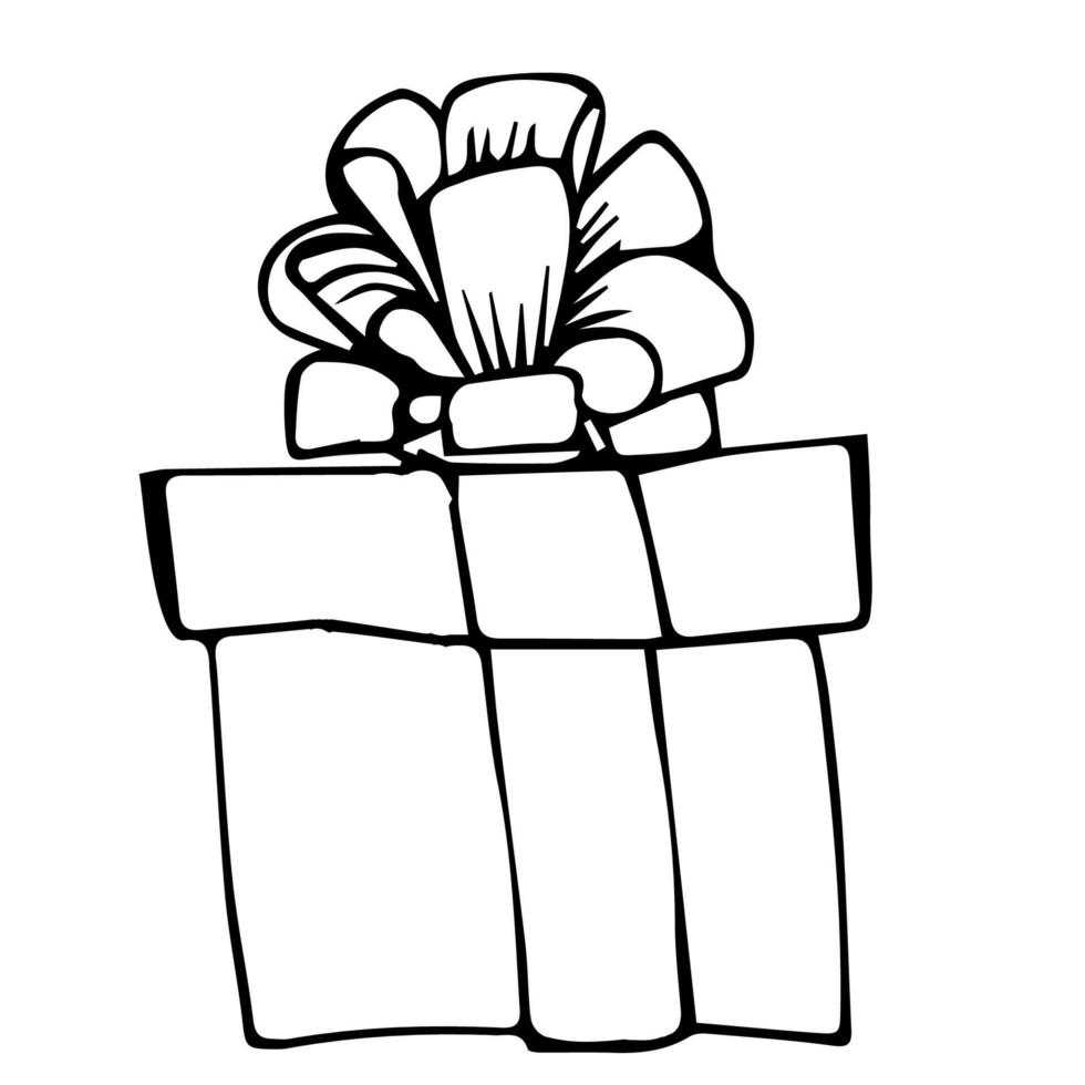 ilustración de garabato dibujada a mano para caja de regalo de tarjeta de regalo, arco vector