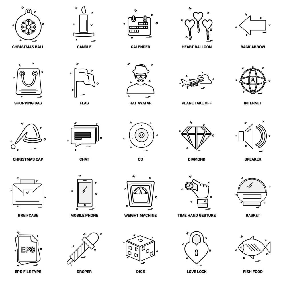 25 conjunto de iconos de línea de mezcla de concepto de negocio vector