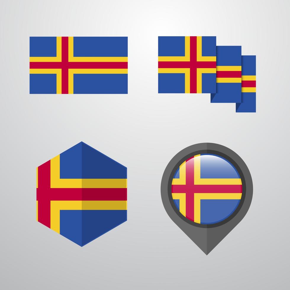 Aland flag design set vector