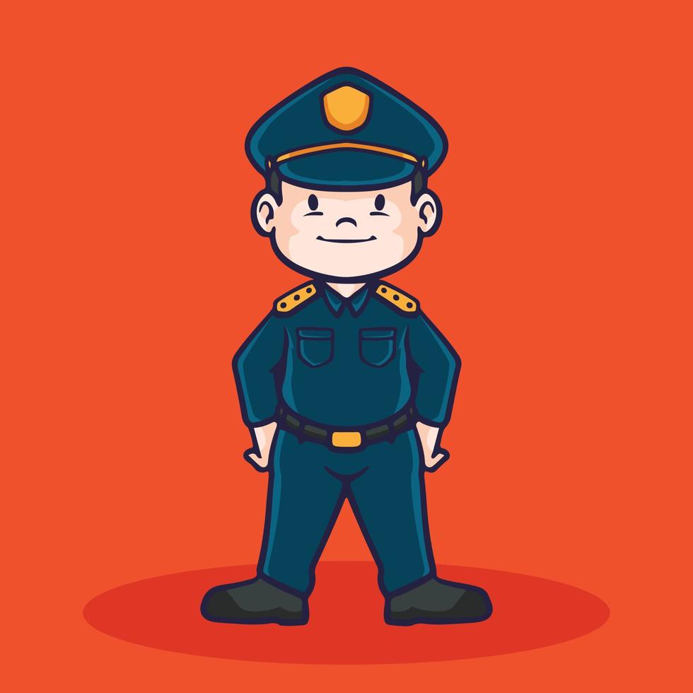 Hand drawn children cartoon activities of policeman. vector