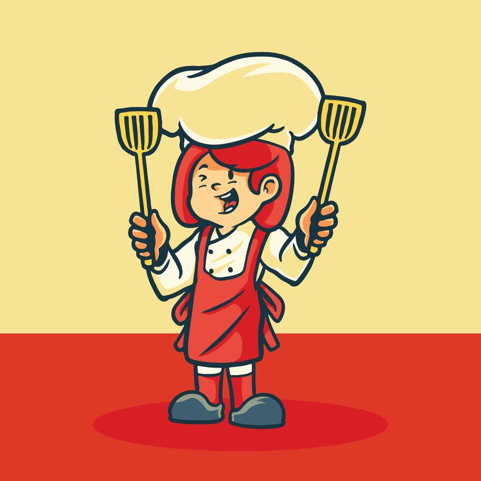 Hand drawn Children cartoon activities as a chef. vector