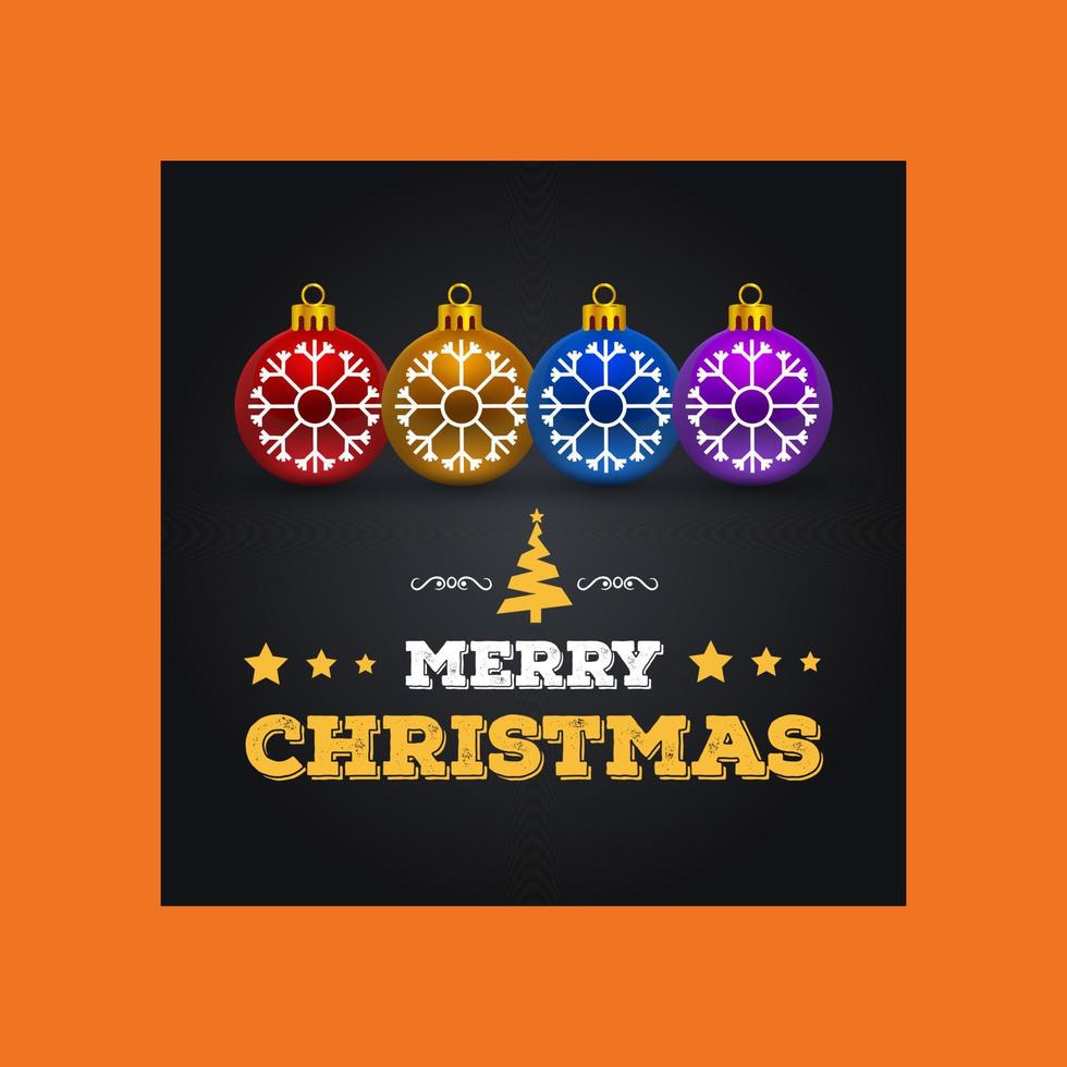 Merry Christmas greetings design with yellow background vector