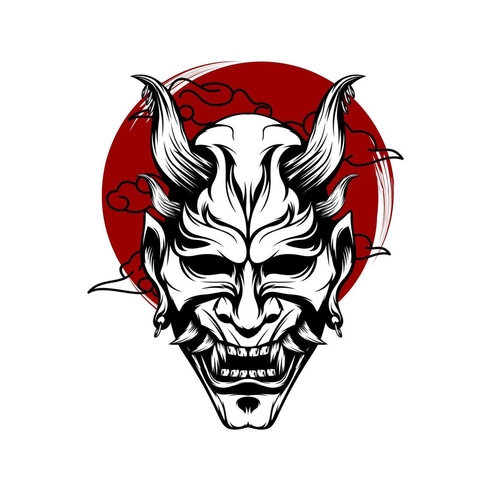 Oni mask with cloud element vector