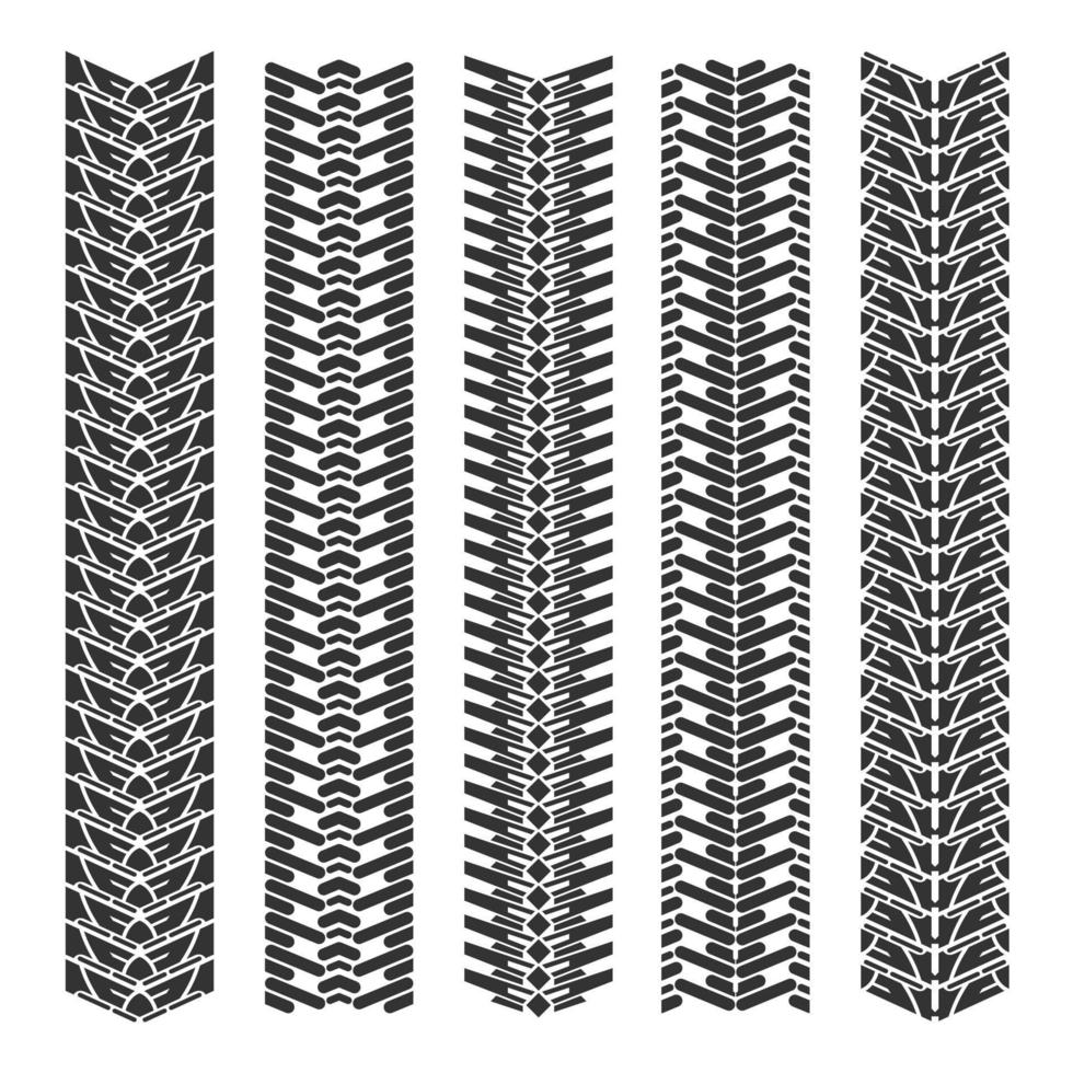 Tire tracks with five different motifs vector