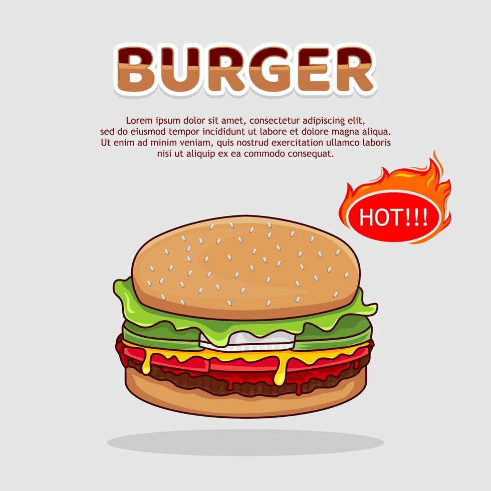 Big burger illustration in hand drawn style vector