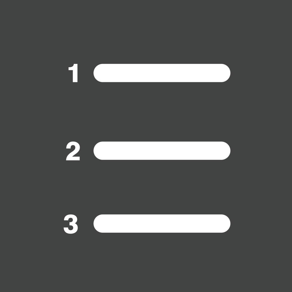 Numbered list Glyph Inverted Icon vector