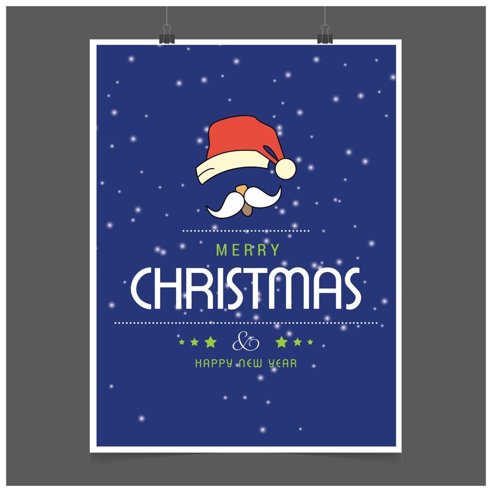 diseño de tarjeta de navidad con diseño elegante y vector de fondo azul