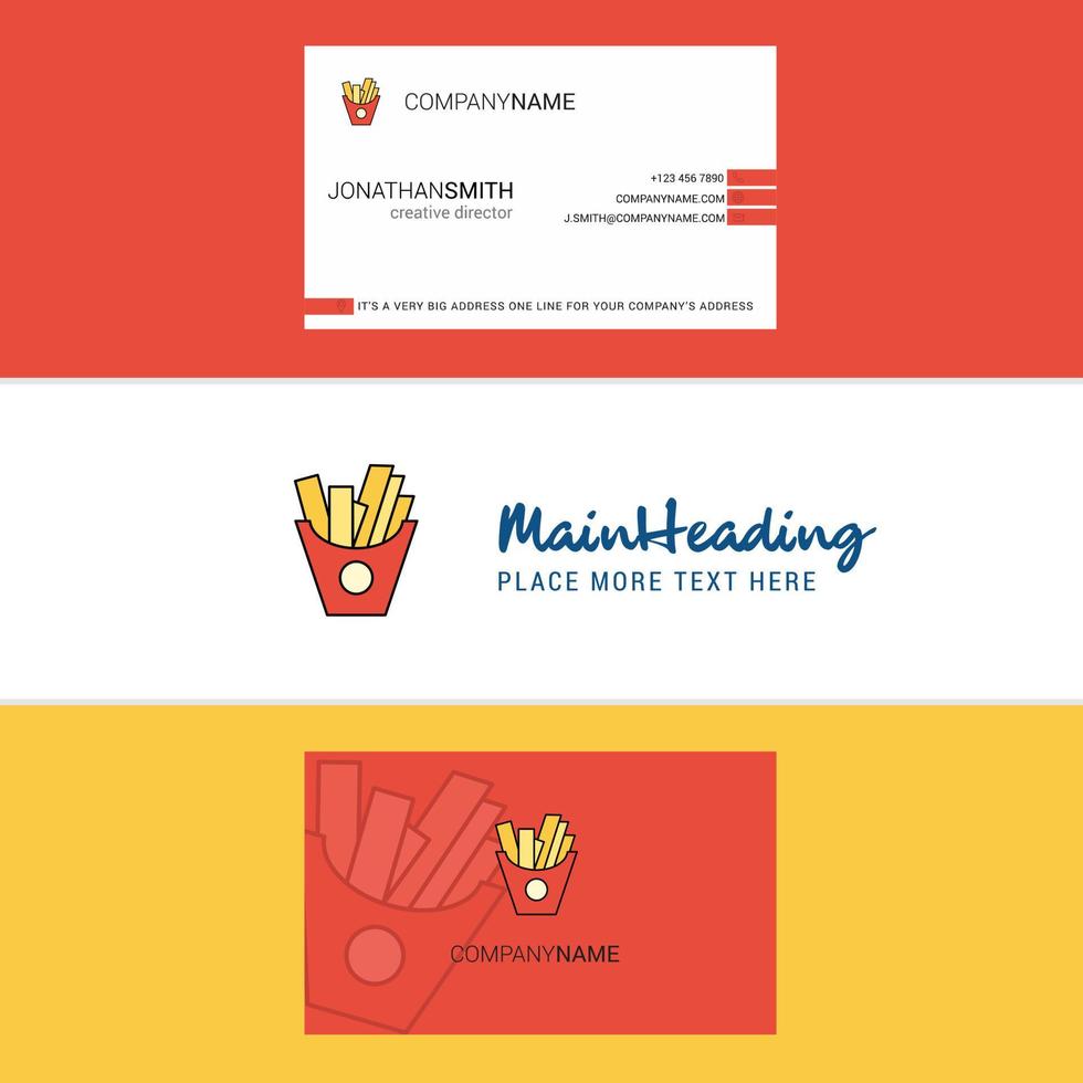 Beautiful Fries Logo and business card vertical Design Vector