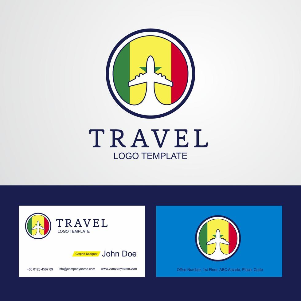 Travel Senegal Creative Circle flag Logo and Business card design vector