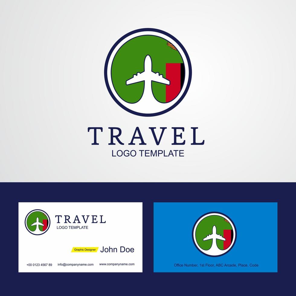 Travel Zambia Creative Circle flag Logo and Business card design vector