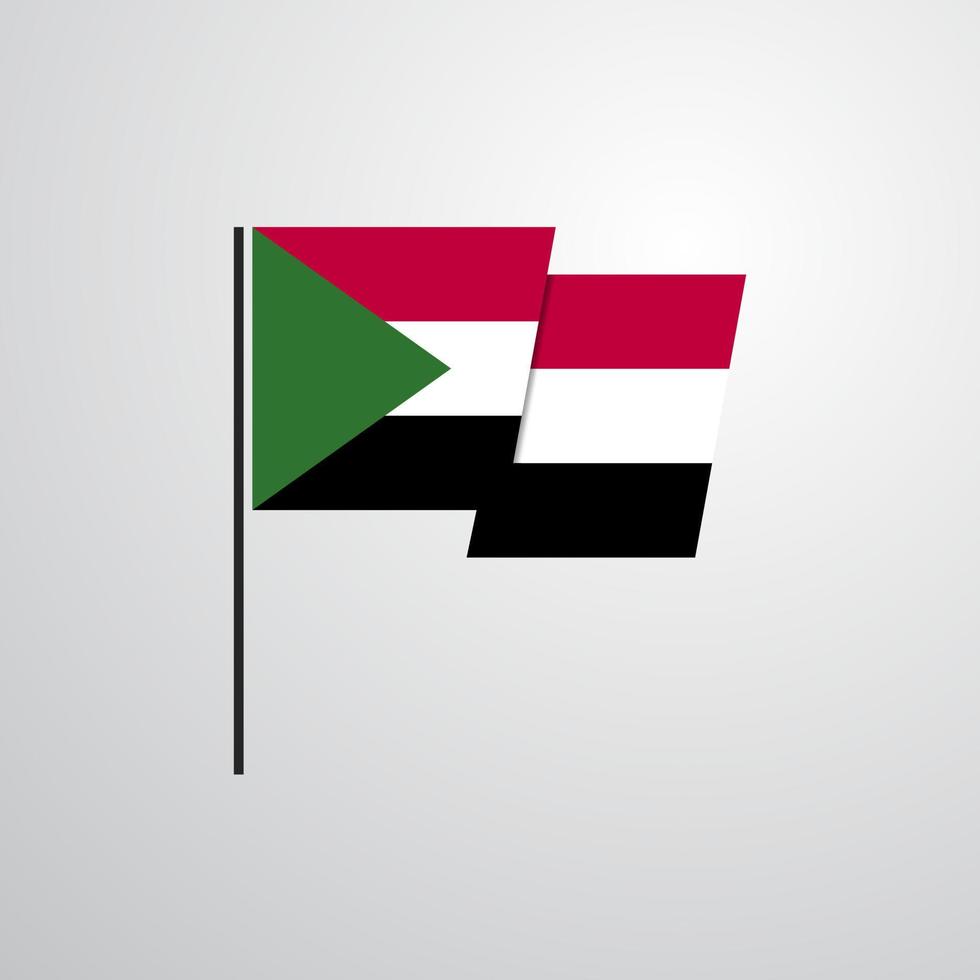 Sudan waving Flag design vector