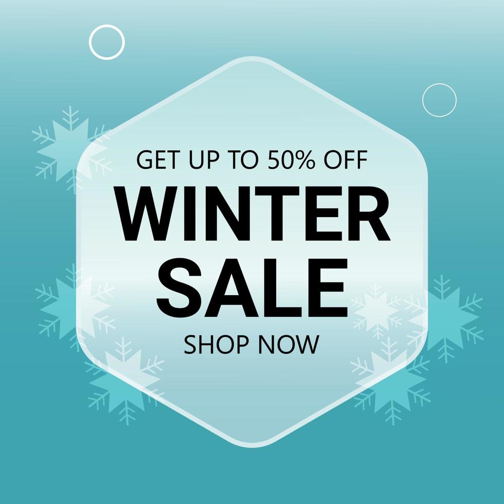 Realistic winter sale banner with shop now button vector