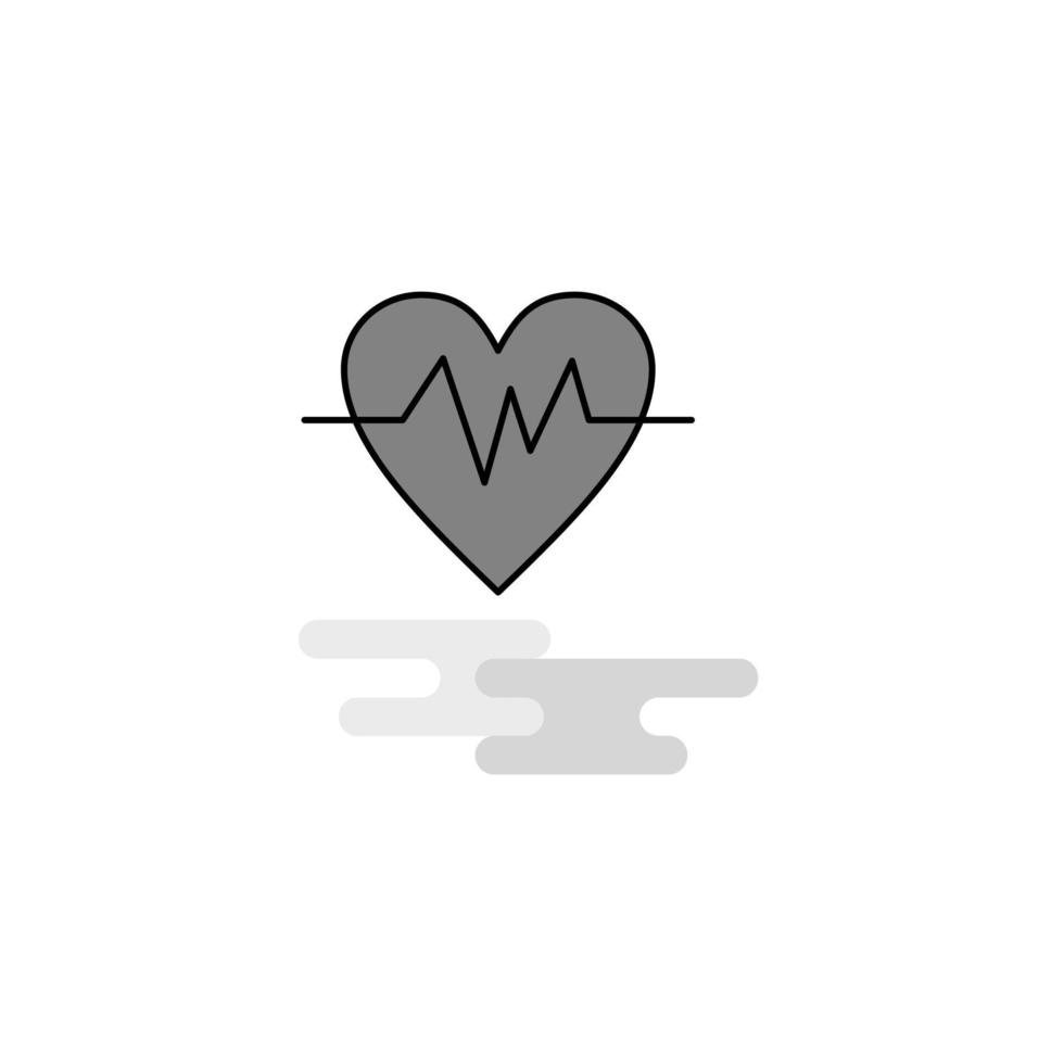 Heart beat Web Icon Flat Line Filled Gray Icon Vector