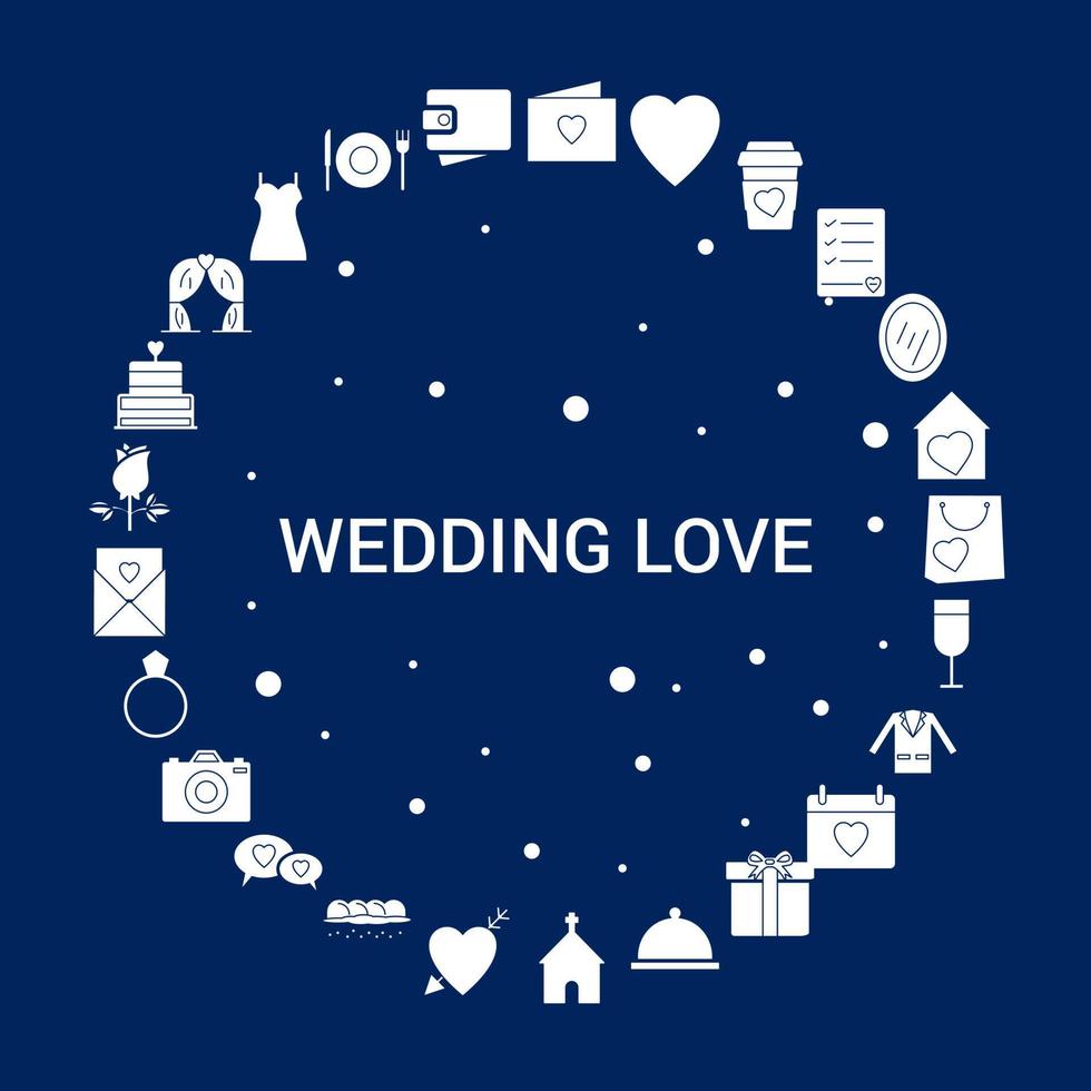 fondo creativo del icono del amor de la boda vector