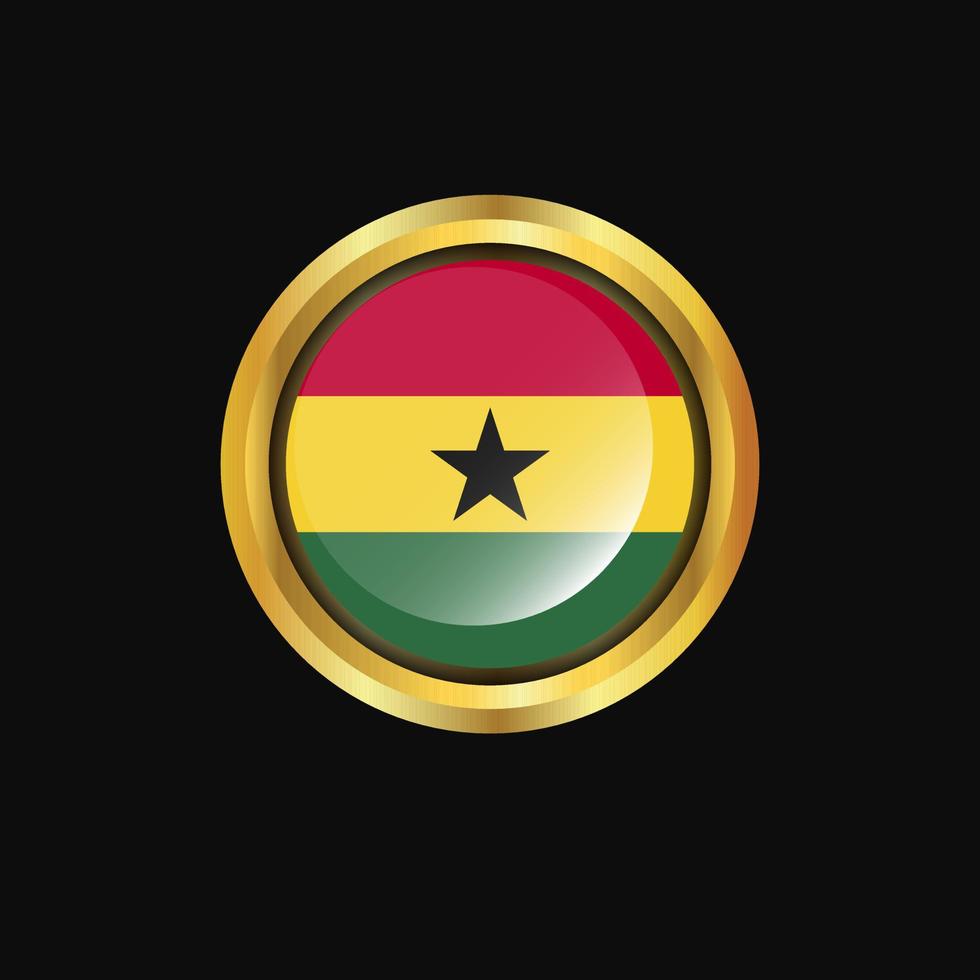 Ghana flag Golden button vector