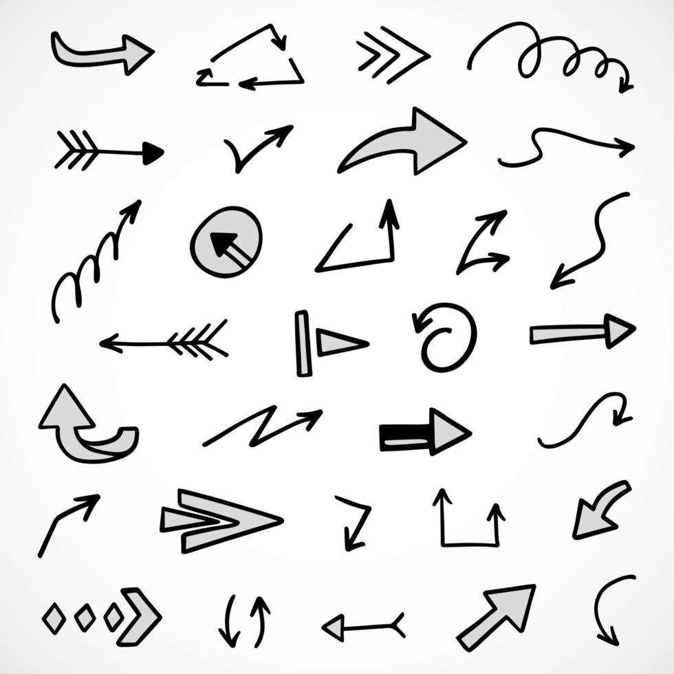 Vector set of hand drawn arrows, elements for presentation