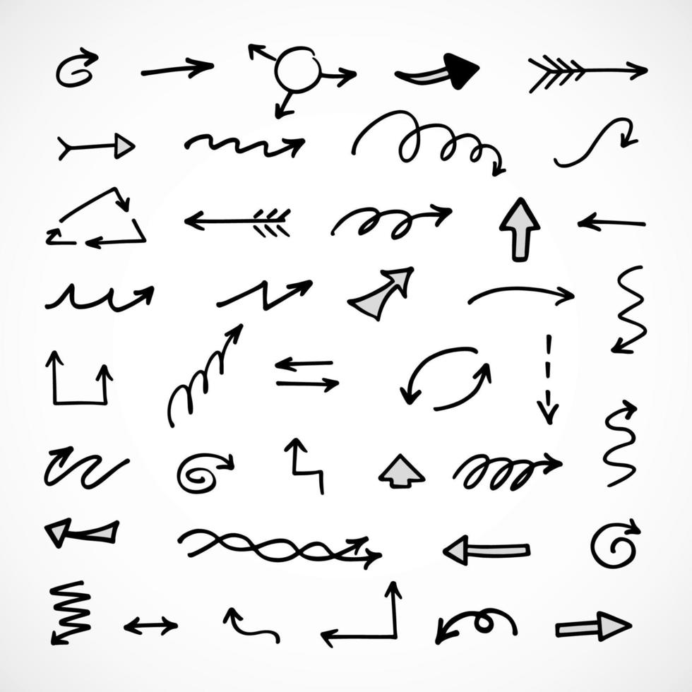 Vector set of hand drawn arrows, elements for presentation