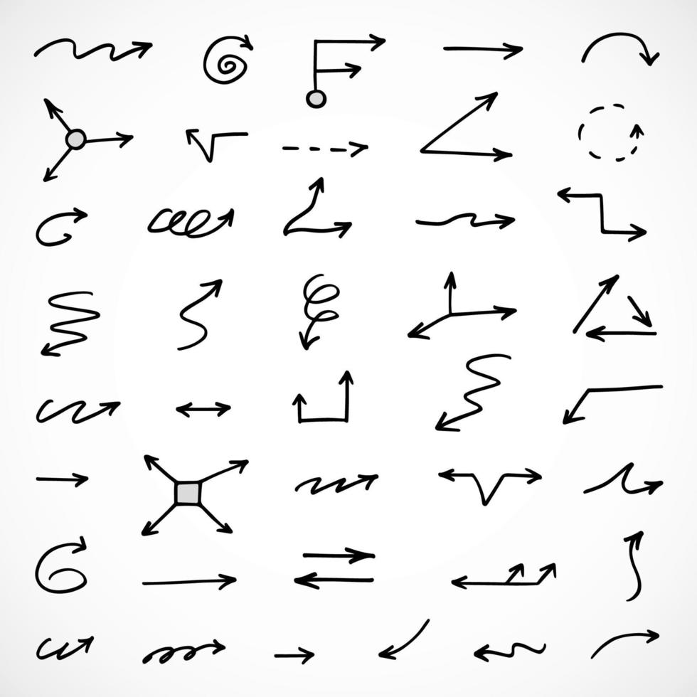 Vector set of hand drawn arrows, elements for presentation