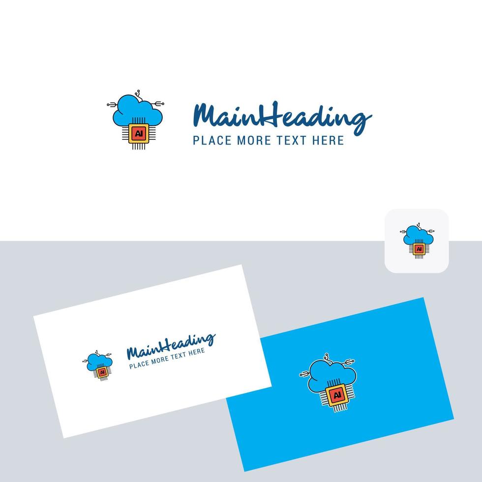 Artificial intelligence on cloud vector logotype with business card template Elegant corporate identity Vector