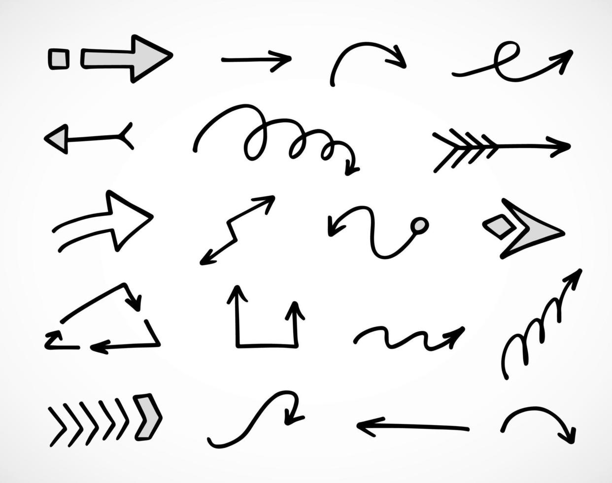 Vector set of hand drawn arrows, elements for presentation