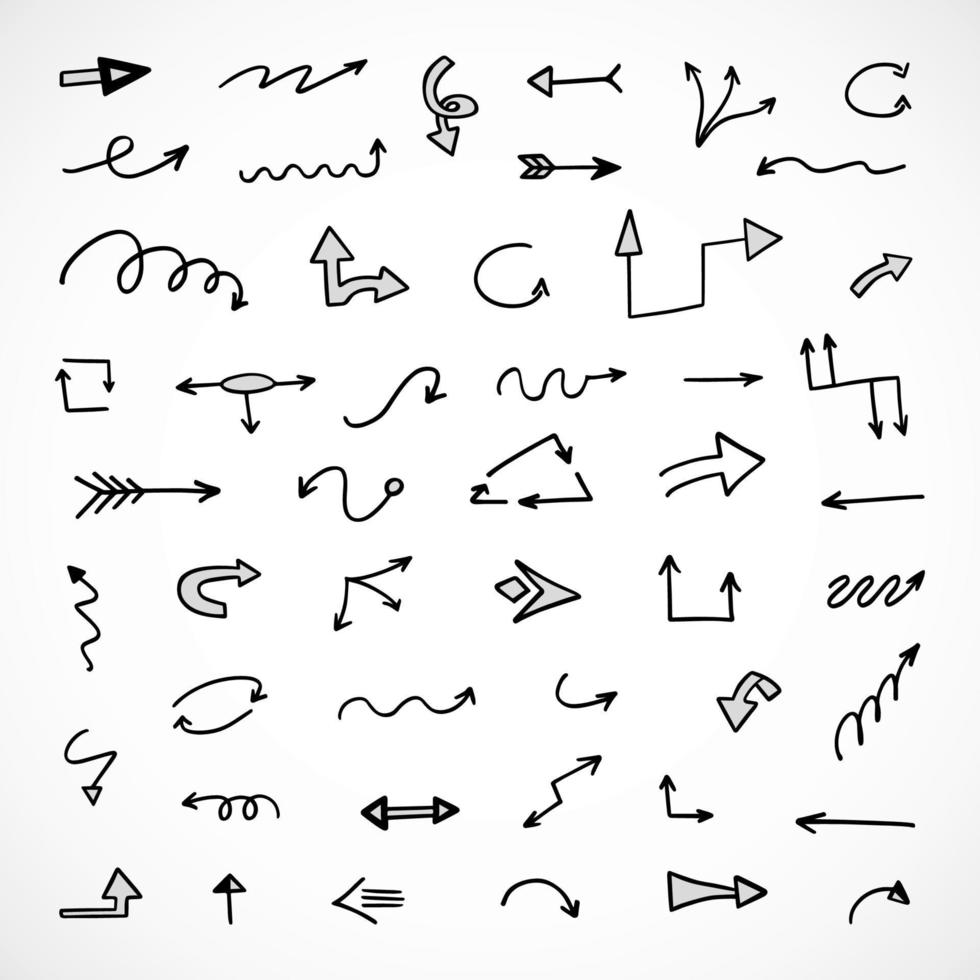 Vector set of hand drawn arrows, elements for presentation