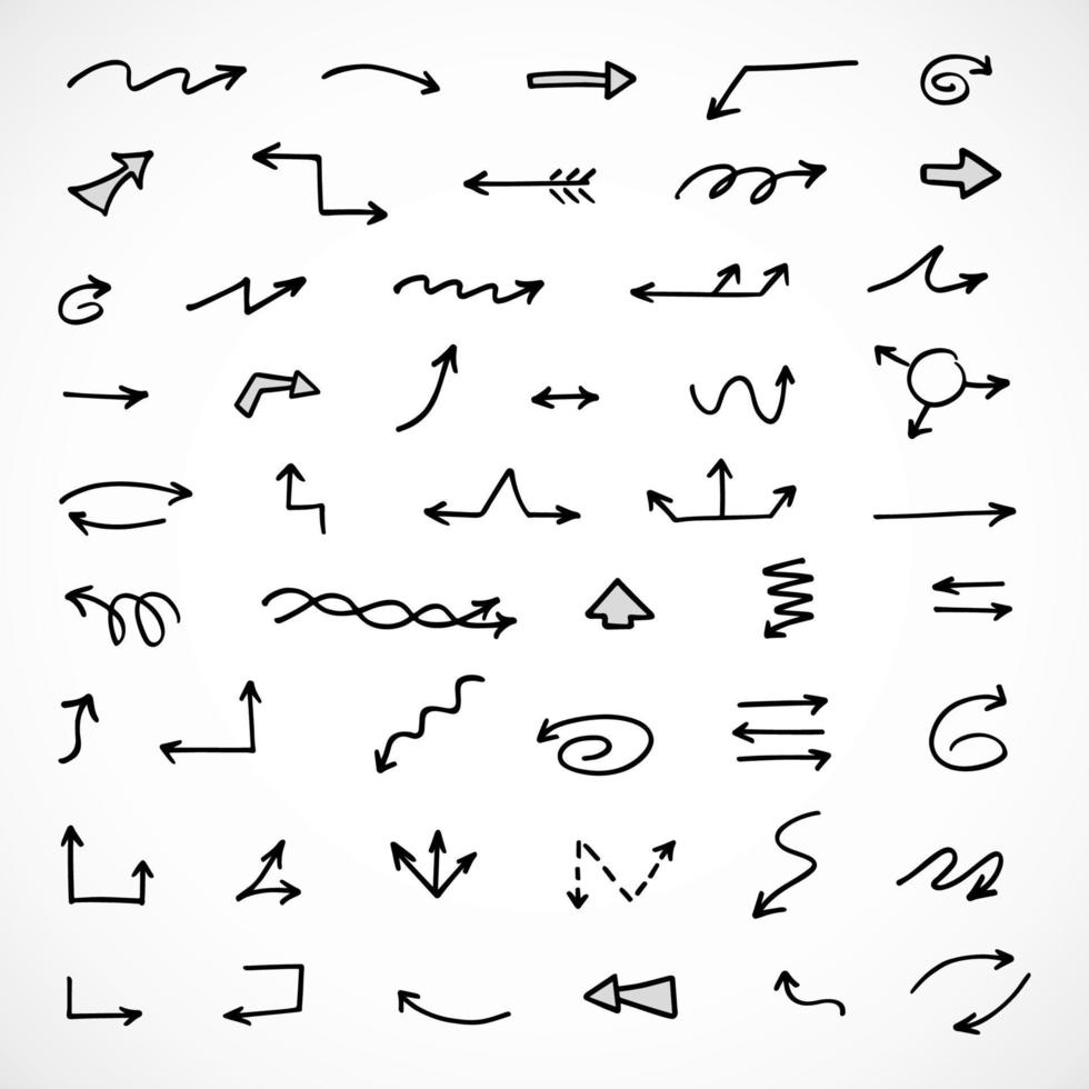 Vector set of hand drawn arrows, elements for presentation