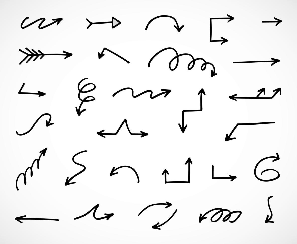 Vector set of hand drawn arrows, elements for presentation