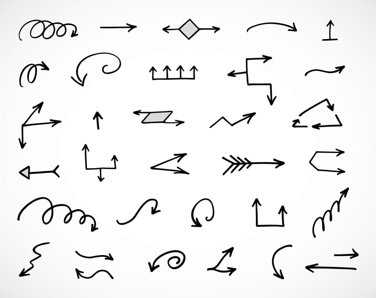 Vector set of hand drawn arrows, elements for presentation