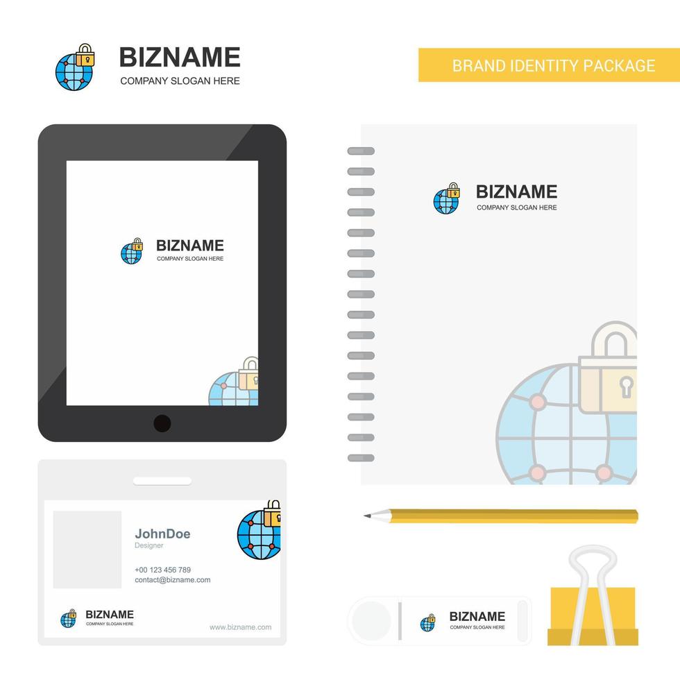 Secure internet Business Logo Tab App Diary PVC Employee Card and USB Brand Stationary Package Design Vector Template