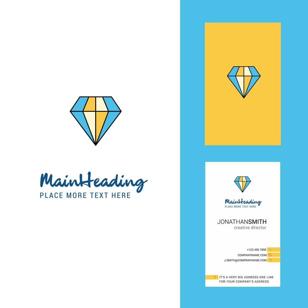logotipo creativo de diamante y vector de diseño vertical de tarjeta de visita