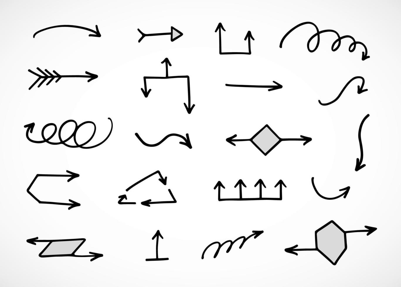 Vector set of hand drawn arrows, elements for presentation