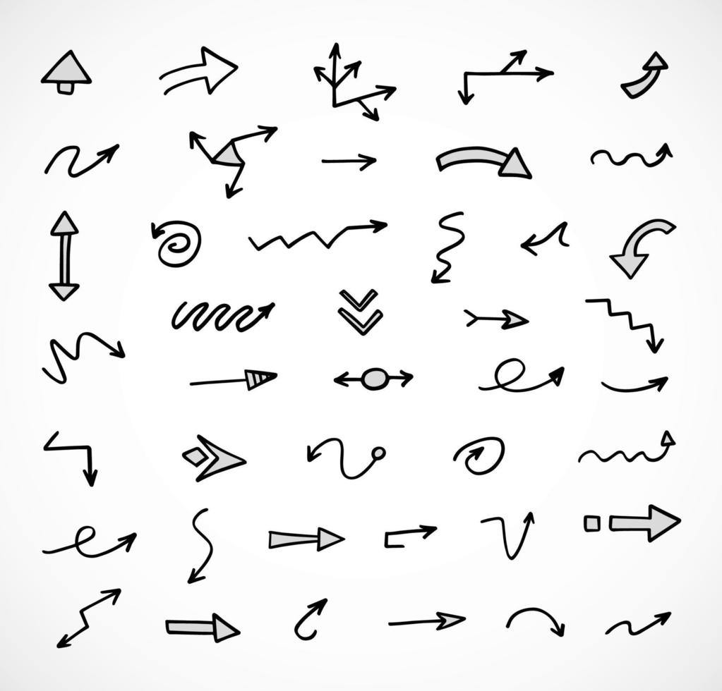 Vector set of hand drawn arrows, elements for presentation