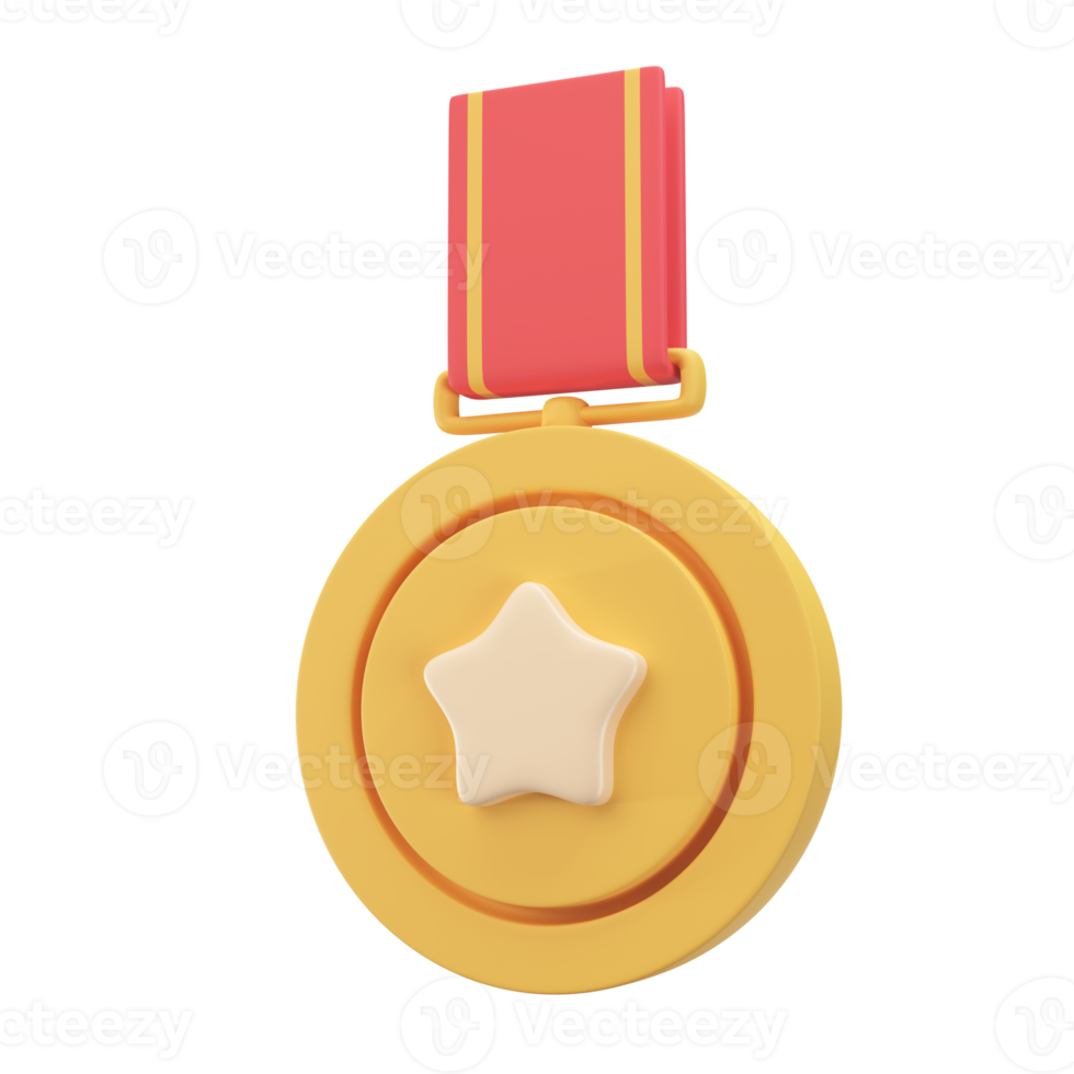 Medalla de oro 3d con una estrella en el medio premios por victorias en eventos deportivos png