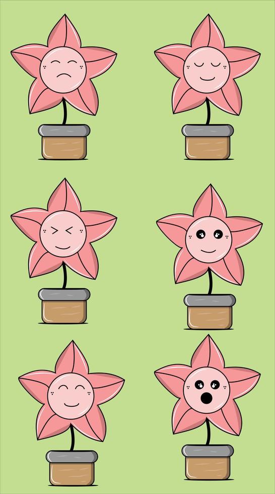 Flower Cute Character Vector