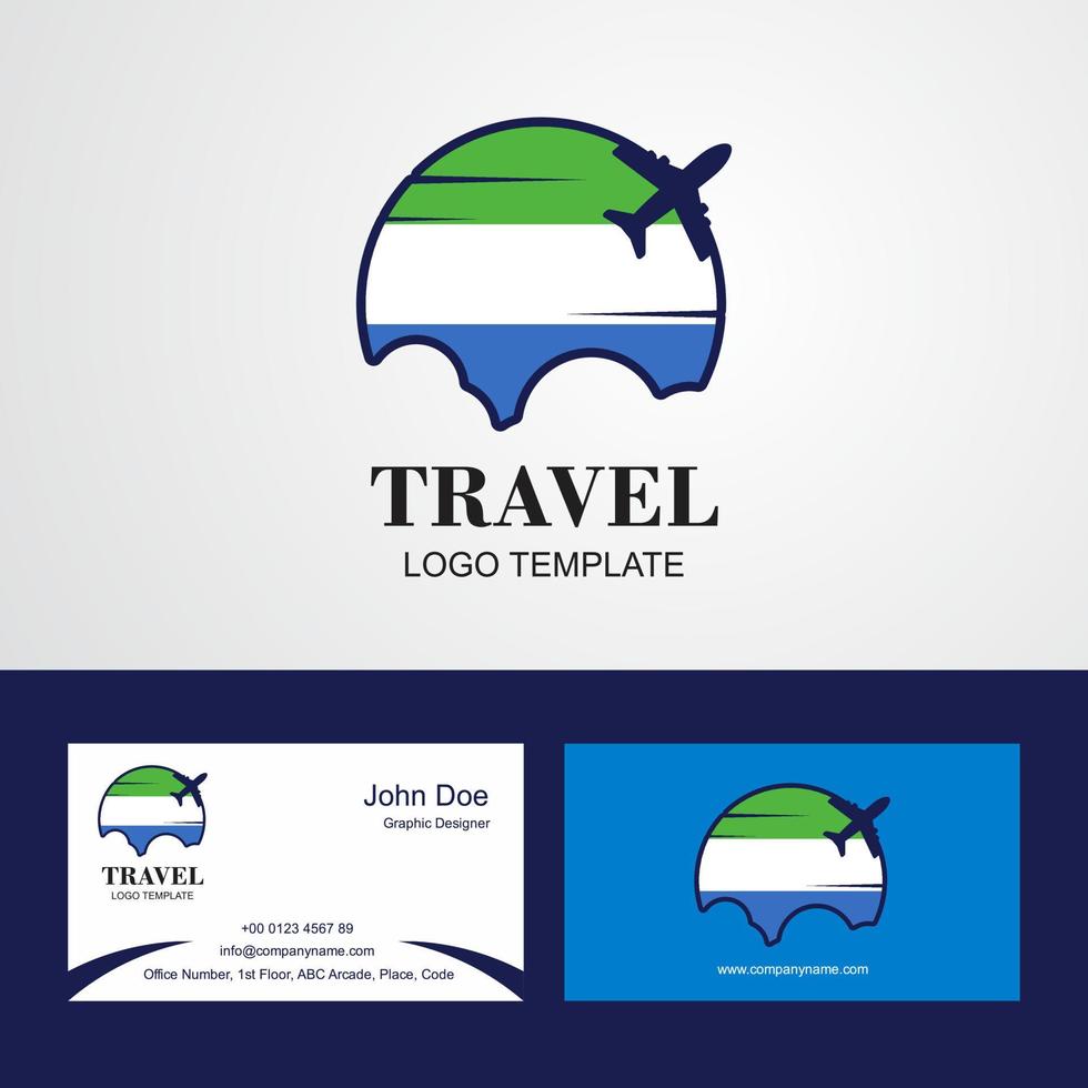 logotipo de la bandera de sierra leona de viaje y diseño de tarjeta de visita vector