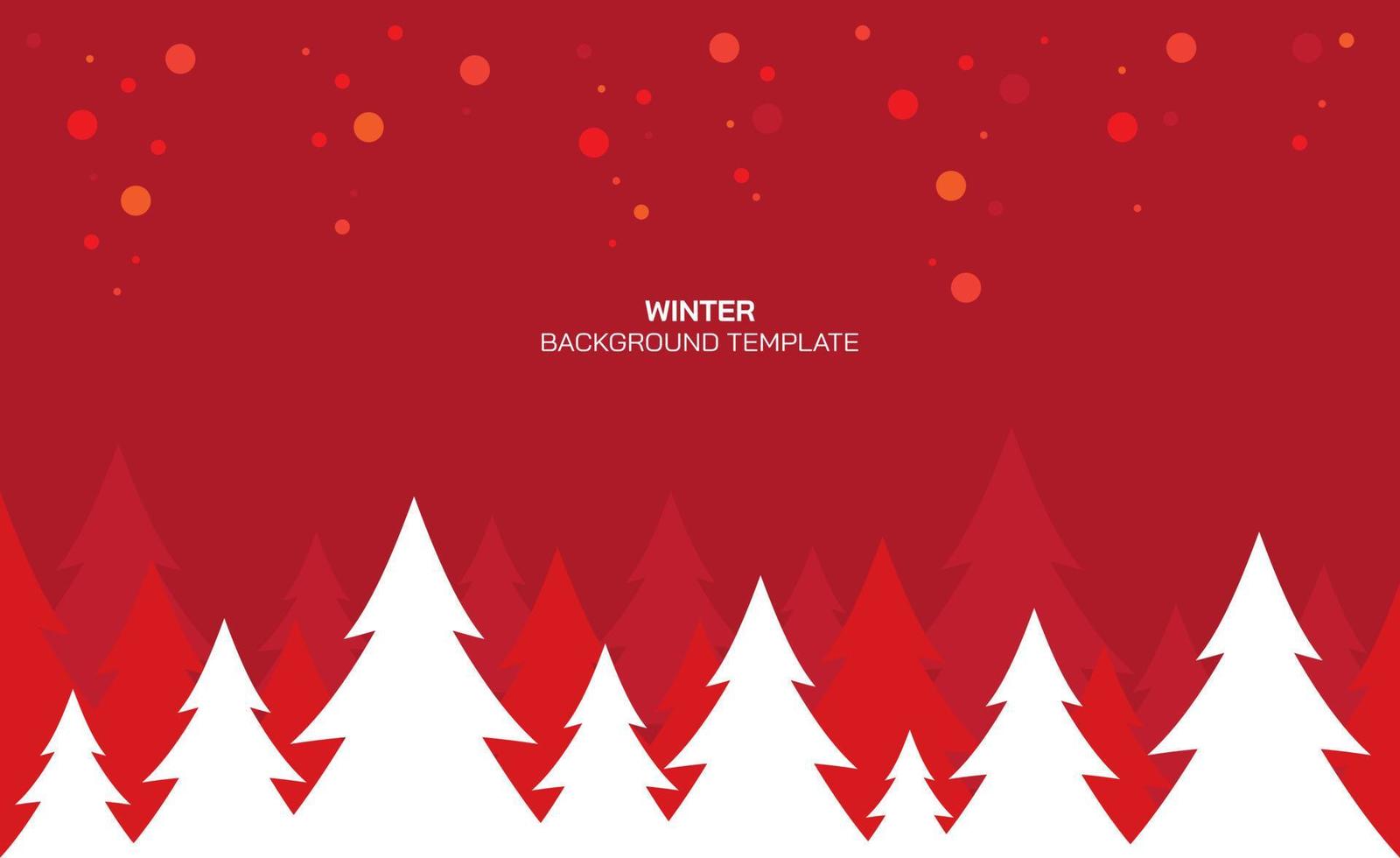 Abstract Christmas tree and snowfall have blank space on red background. Christmas card template. vector