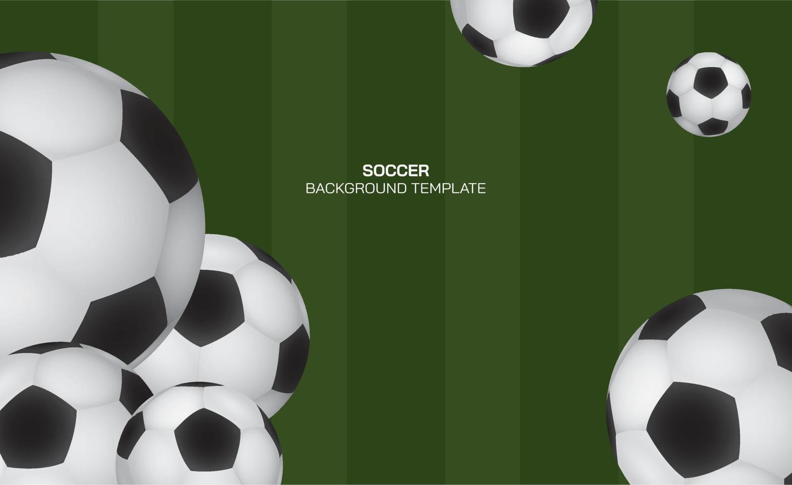 3D vector illustration of soccer balls with blank space on soccer field background. Football background.