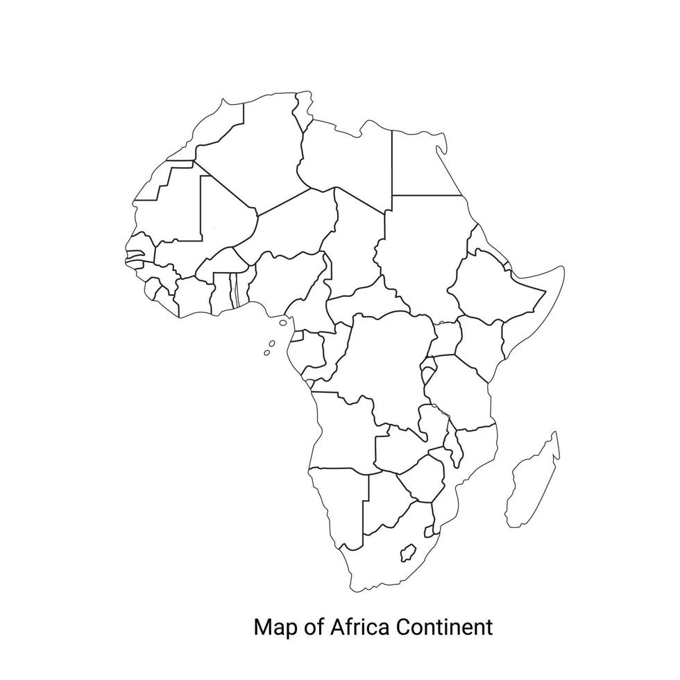 mapa de áfrica regiones de áfrica mapa político con países individuales, dibujo de mapa de áfrica vector