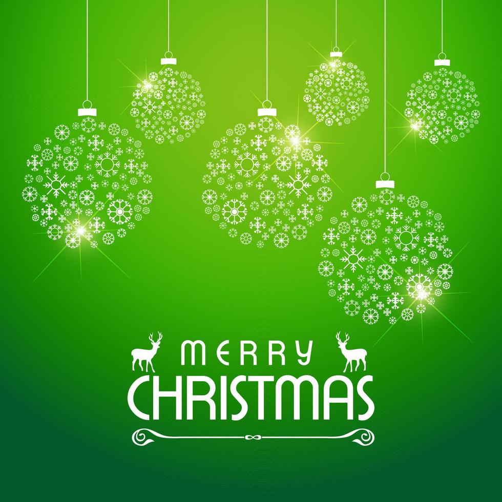 Merry Christmas greetings design with green background vector