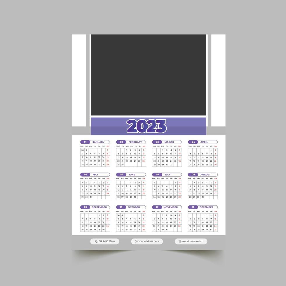 2023 wall calendar design template vector